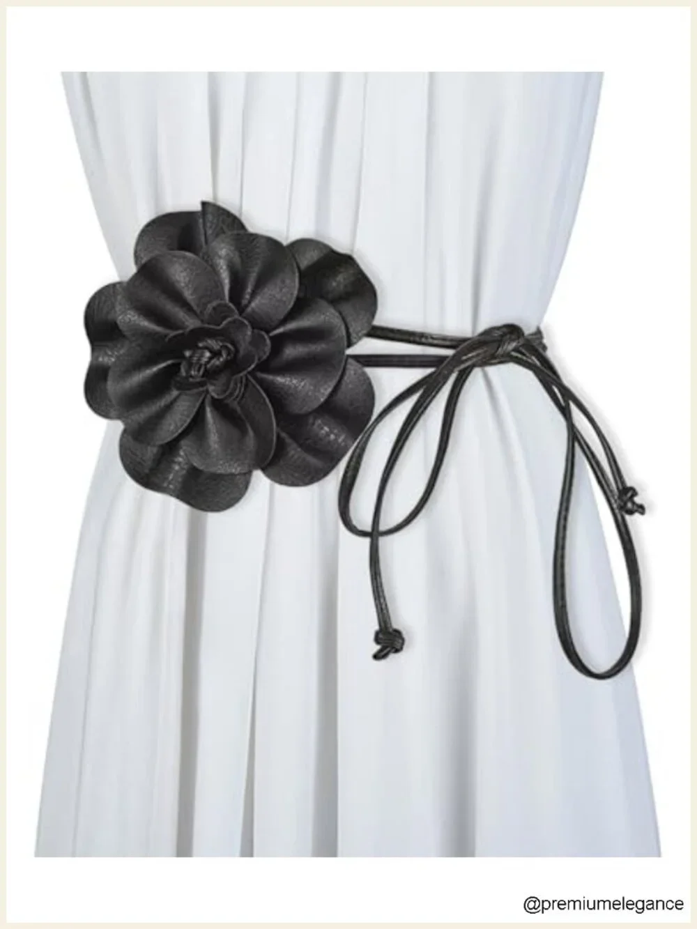 PU Leather Floral Waist Tie Belt Cinch Belt for Dresses